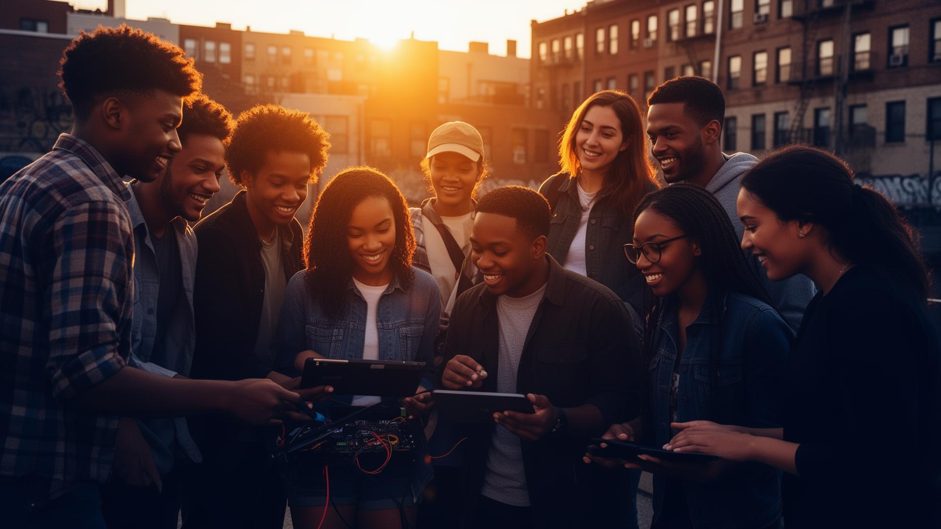 Diverse youth and mentors collaborating in Staten Island